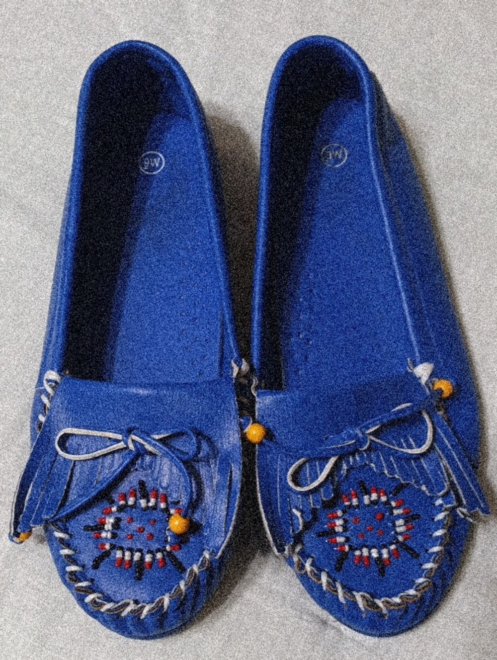 Blue Beaded Moccasin Flats - Women's Casual Slip-Ons
